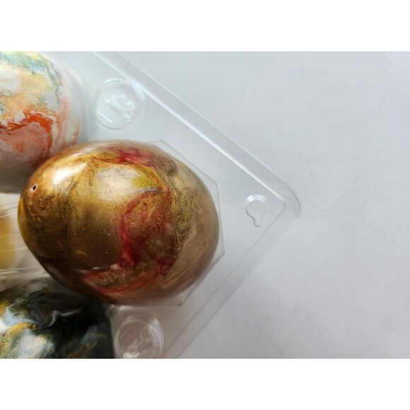 6 Handmade Enameled Eggs in Plastic Carton B49 - Picture 3 of 7